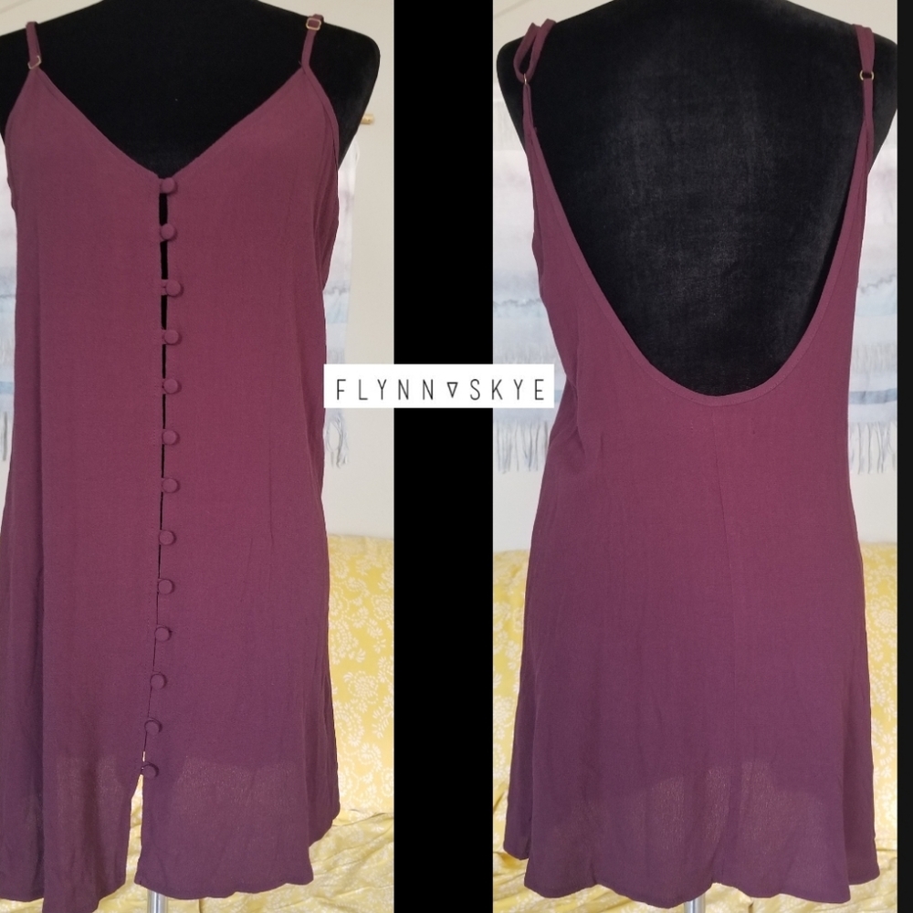 NWT/FlynnSkye Button Front Plunge Neck Cami Dress
